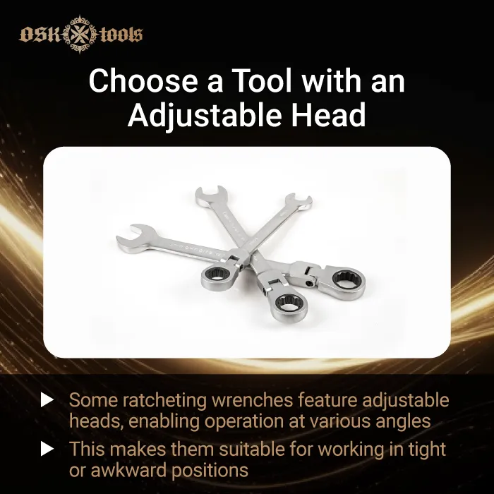 choose a tool with an adjustable head-ratcheting wrench tight spaces