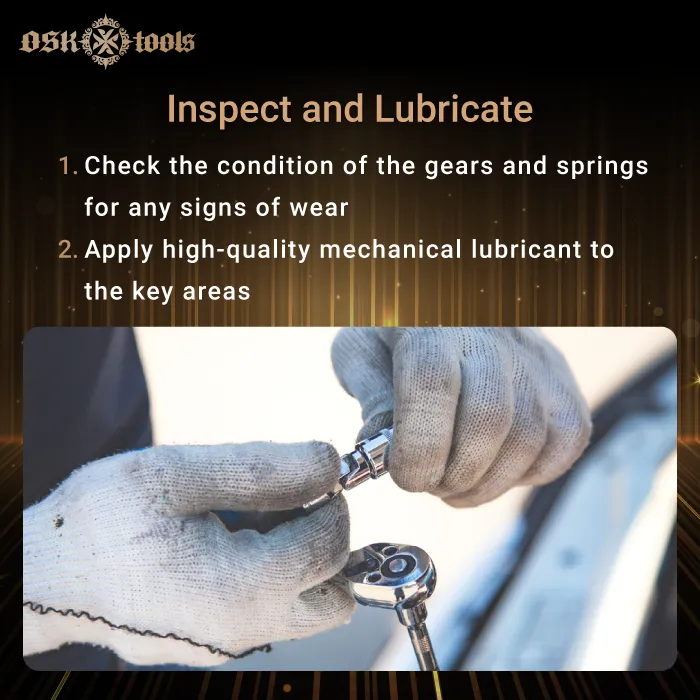 inspect and lubricate-ratcheting wrench locked up