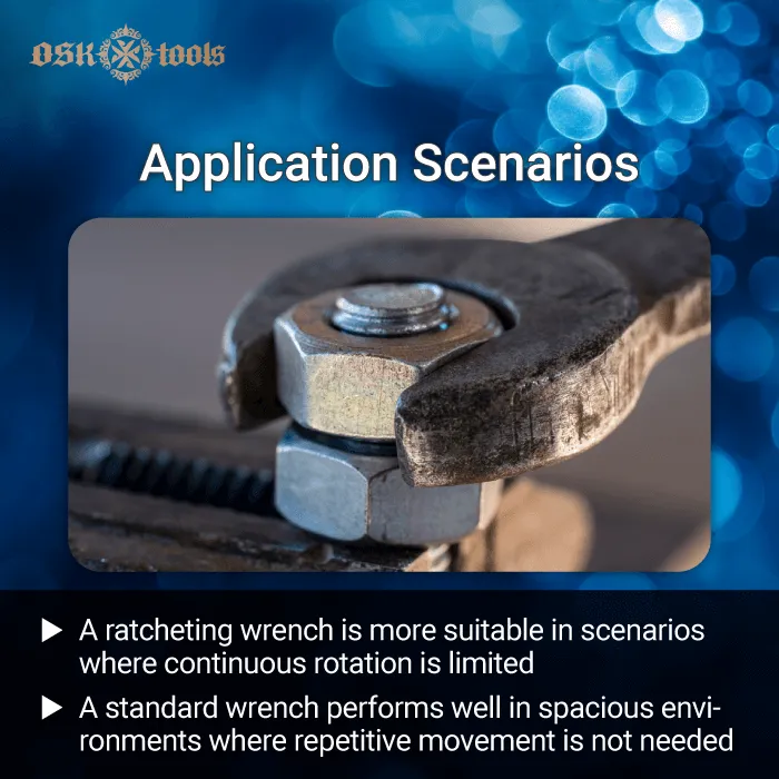 Application Suitability-wrench instead of a ratcheting wrench