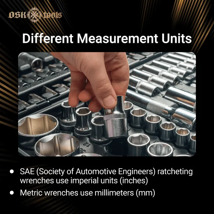 Different Measurement Units-SAE ratcheting wrench