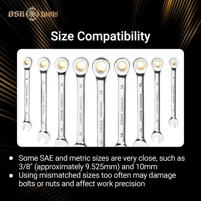 Size Compatibility-SAE ratcheting wrench