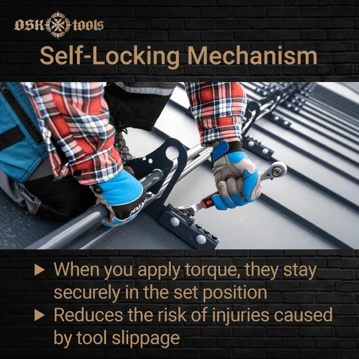 self locking mechanism-ratcheting wrench benefit